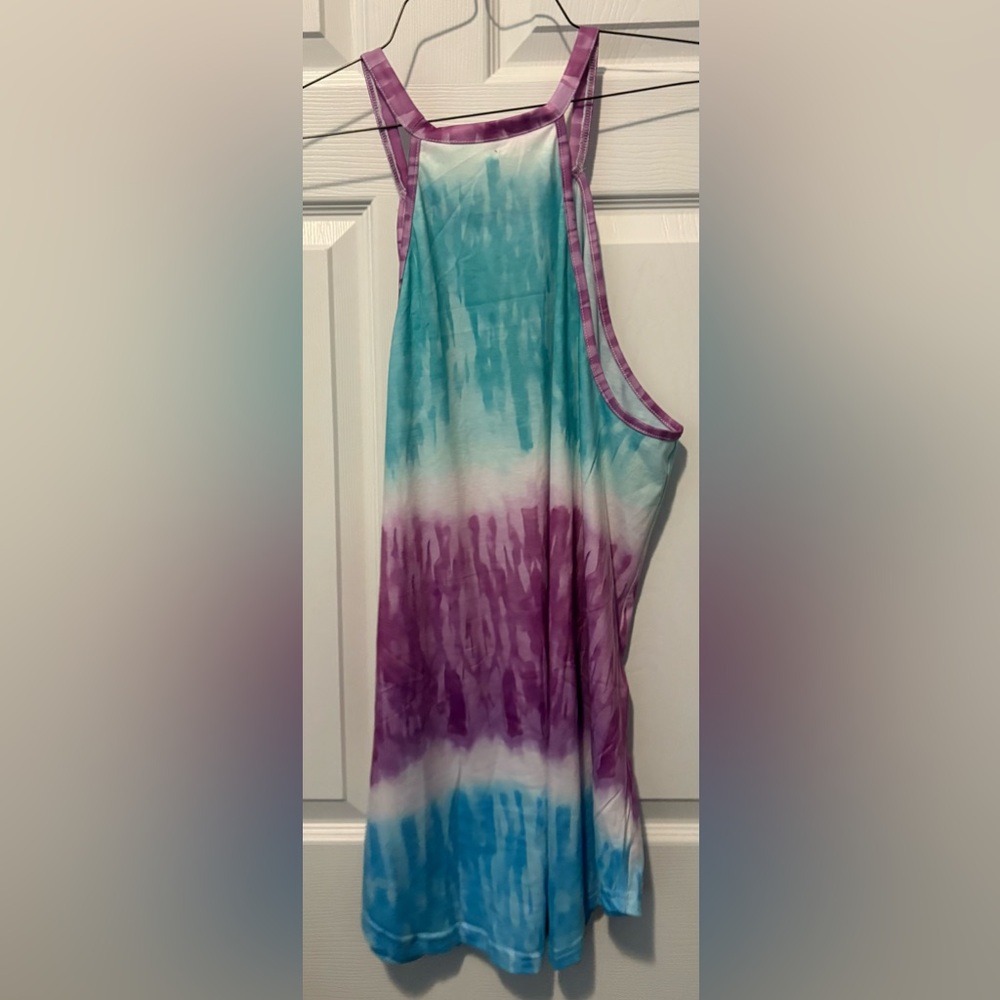 Trac Turquoise and Purple Tie-Dye Muscle Tee - Picture 5 of 5